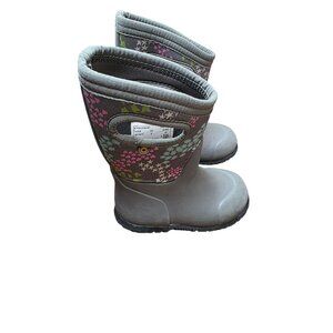 Bogs Kids‎ Waterproof Insulated Winter Boots Size 8 Gray Floral Accents